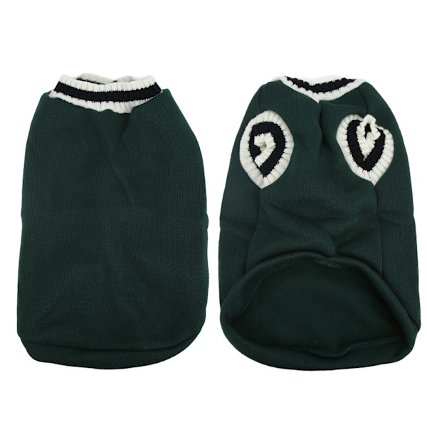 Hundetrøje Campus Style Strikket V-hals Trøje Vest Pet Sweater til efterår og vinter Grøn XS