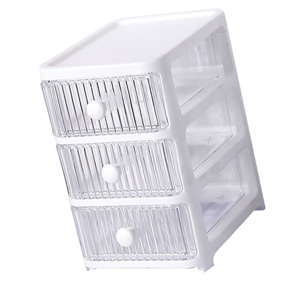 Desktop Storage Box with Drawers Multi-layer Transparent Multifunctional Stackable Desk Organizer for Home Bedroom Office 3 Layers