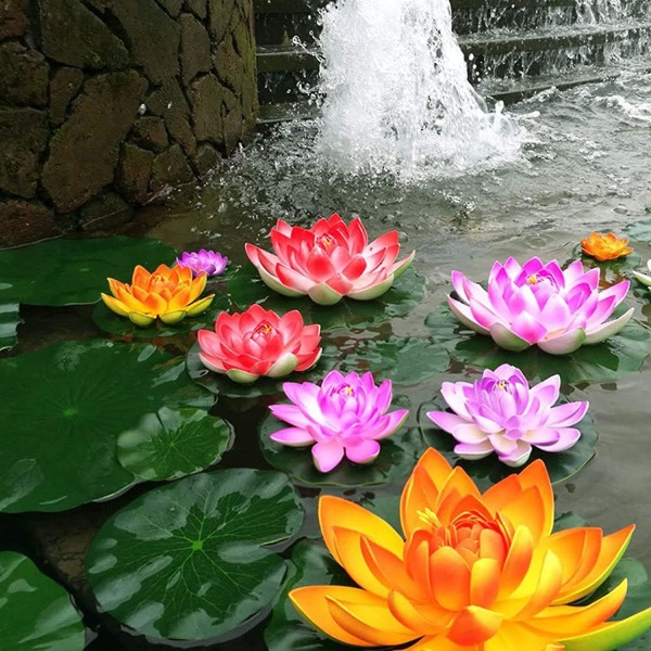 7 stk kunstigt flydende skum Lotus blomster damplanter