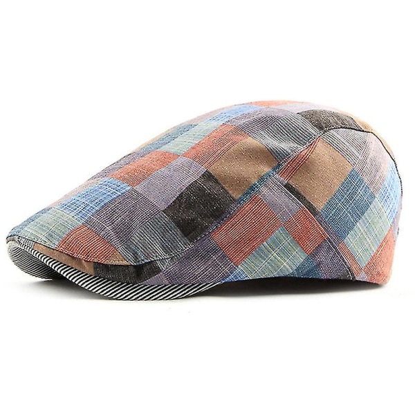Herre plaid sommer Gatsby Caps Ivy Hat Golf Driving Sun Flat-top Cabbie Newsboy Cap red