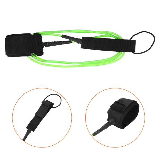 TPU 7 mm elastisk vattensportfotsrep Surfingpaddelbräda Ankelfjäder Traction Strapgreen