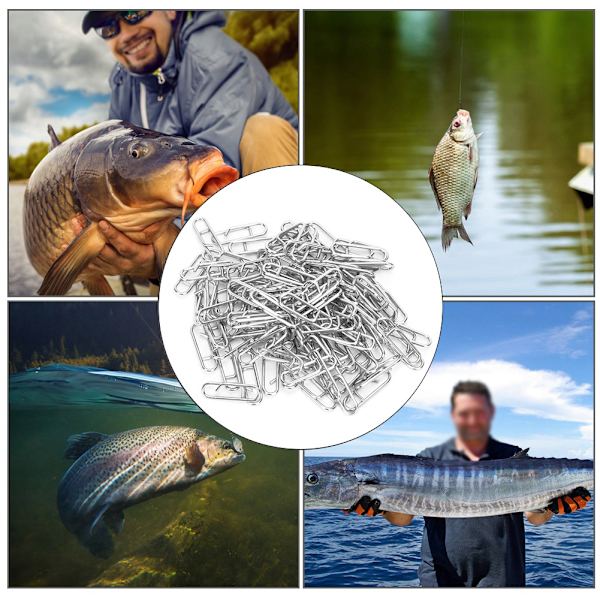 100 stk Rustfrit Stål Oval Pin Kraftfuld Hurtig Lænke Klips Fiskegrej Interlock Tilbehør