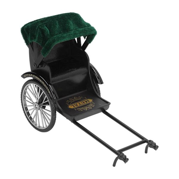 Simuloitu Rickshaw-malli Leikkikalu Metalli Hienovaraiset yksityiskohdat Upea käsityö Jinrikisha-koriste sisustukseen Musta
