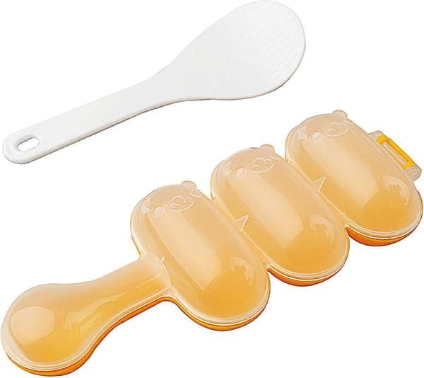 Gjør-det-selv risbolleform (oransje med 1 skje), non-stick risbolleshaker