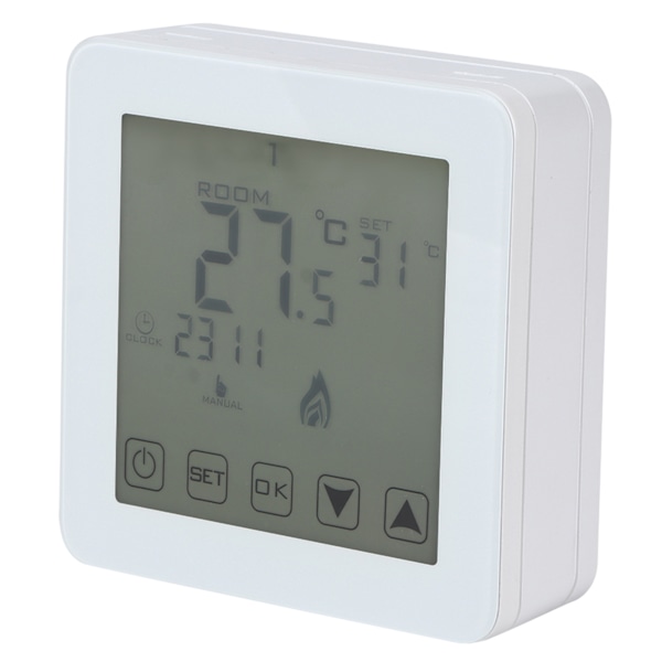 Vægmonteret programmerbar LCD-skærm Digital elektrisk varmetermostat Rumtemperaturregulator