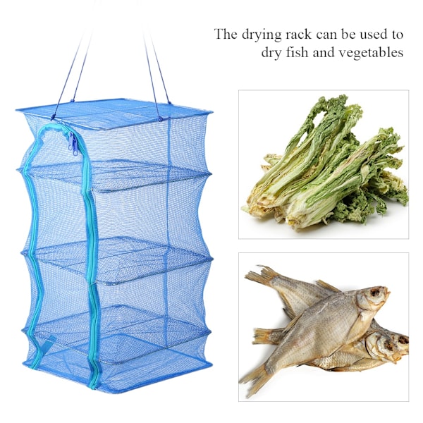Sammenleggbar Mesh Henge Tørkestativ Nett Anti-Fluer Tørket Mat Oppbevaring Bæreveske (35CM)