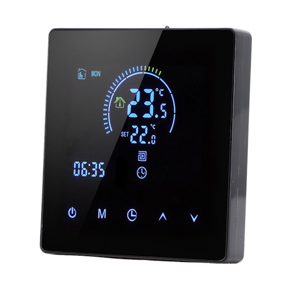16A digital termostat med LCD-skærm Programmerbar termostat Elektrisk varmetermostat til hjemmekontor Hotel AC 90V‑240V Sort WiFi