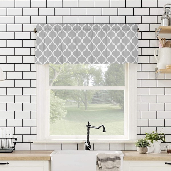 Vindus Topp Gardin Modetrykk Lysblokkerende Valanse Kort Gardin for Hjemmebruk 137x45cm