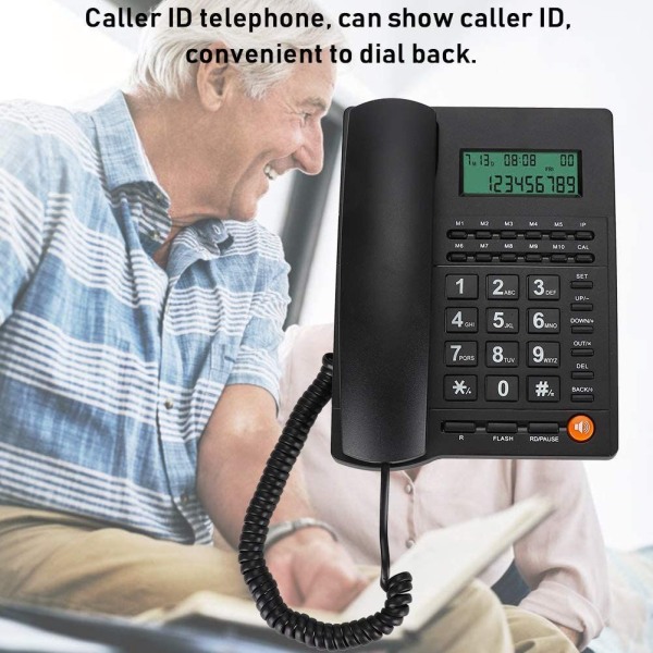 Telefon med sladd som nummerpresentation med högtalartelefon handsfree-påminnelse