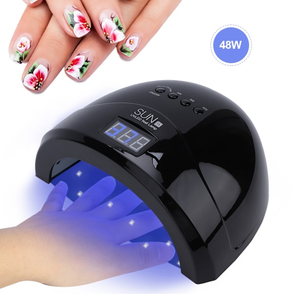 48W UV LED-lampa Nageltork Dual Light Source Gel Polish Lamp Light Manicure Curing Black US