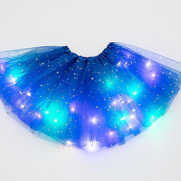 Tutu hame naisten tytöille, uutuusmekko Led Light Up Star Sequins Neon värikäs tanssijuhlamekko lyhyt mekko Kid