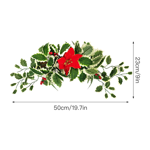 Jul Dörr Lintel Dekoration 45cm Sidentyg Konstgjord julkrans Dörrdekor
