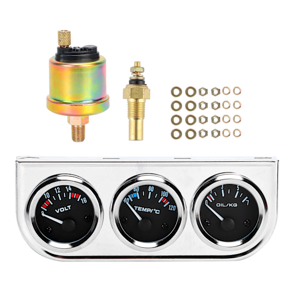 M10x1 52mm 3 i 1 bilmätare Vattentemperatur ＋ Oljetryck ＋ Spänningskombinationsinstrument för automatisk modifiering