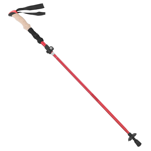 Teleskopisk Vandrestav Portabel Aluminium Legering Foldbar Vandrestav til Udendørs Sport Rød