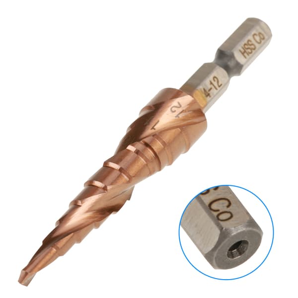 Snabbstål Hex Skaft Spiralspår Steg Kobolt Borr 4-12mm