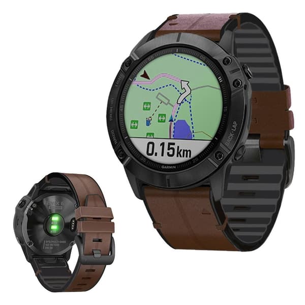 22 mm læderurrem til Garmin ur Coffee Brun brown