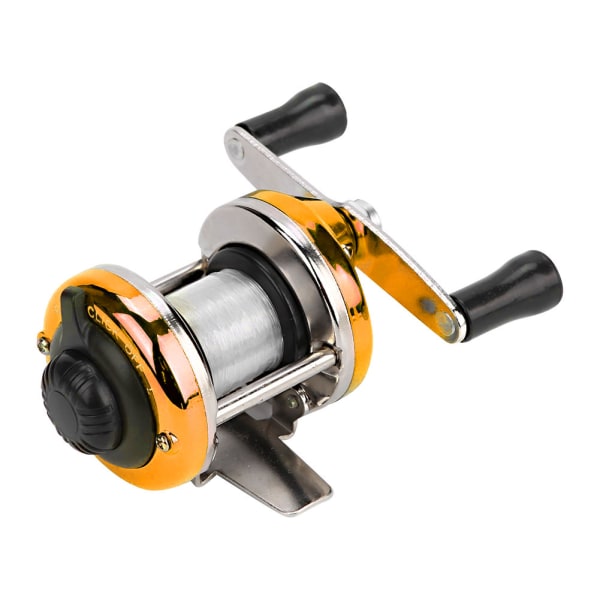 Portable Winter Ice Fishing Reel Wheel with Wire Outdoor Casting Tackle(Gold)