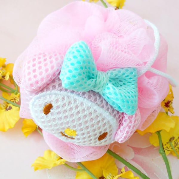 Badboll Söt Tecknad Dusch Puff Loofa Body Scrubber PE Verktyg för rengöring Badning Rosa kanin