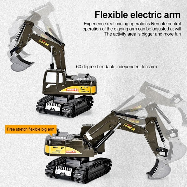 Fjärrkontroll Grävmaskin Leksak Byggfordon RC Traktor Lastbilar Leksaker Presenter för pojkar Flickor Barn