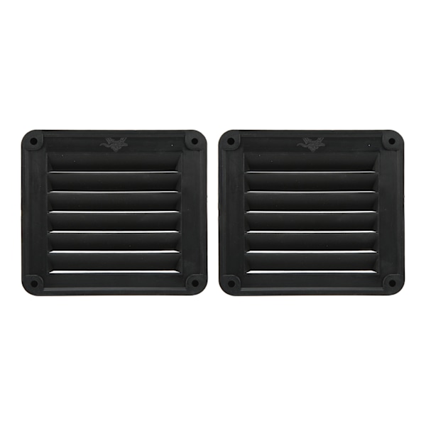 2 stk. luftventil, ventilasjonsåpning, sideutløpsport, rektangulær ventilasjonsåpning, svart