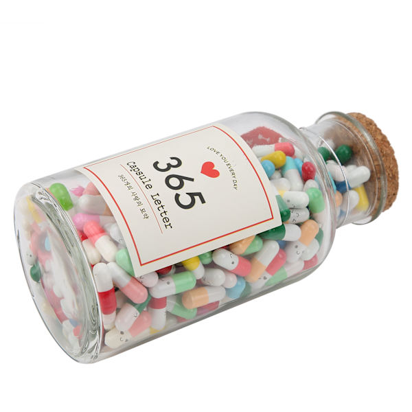 365 stk Kapselbreve Ønskeflaske Besked Piller Kapselglas Ønskeflaske (Blandfarvet Stil) Rund Form