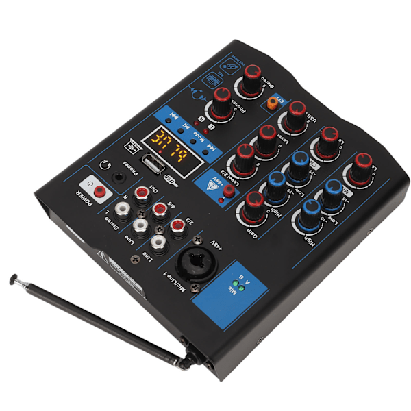 Dubbelmikrofonmixer 4-kanals liten metall USB Bluetooth-mixerbord med trådlös mikrofon för livestreaming av karaoke