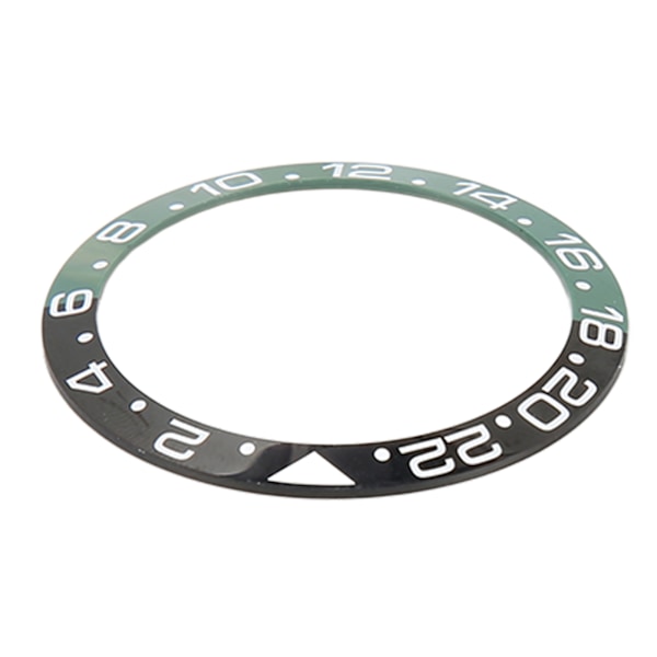 38 mm diameter GMT klocka Bezel Insert Ring Svart Grön Bas Vit Karaktär Keramisk Bezel Insert Base Ring