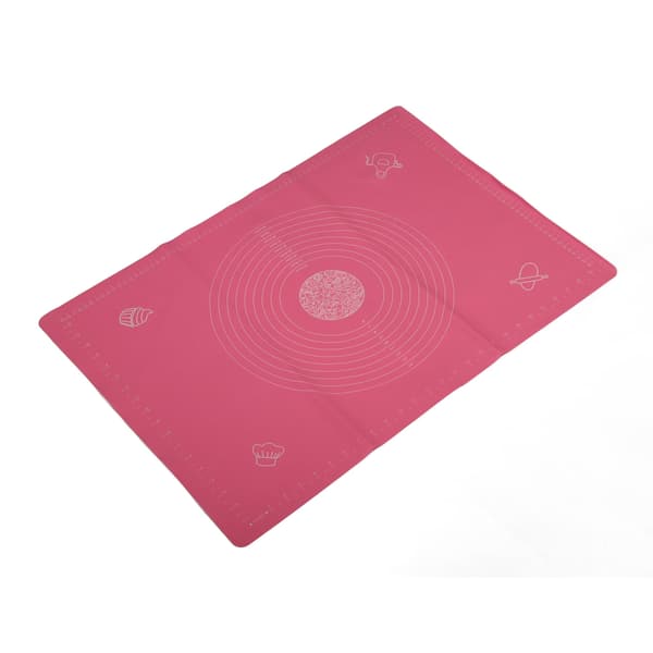 Silicone Non-Stick Rolling Kneading Dough Mat with Scale Kitchen Baking Accessory (Pink 50x70cm)