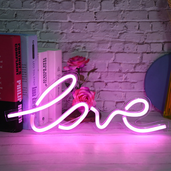 Hjerteformet transparent panel neonlys USB LED-lys til rumindretning