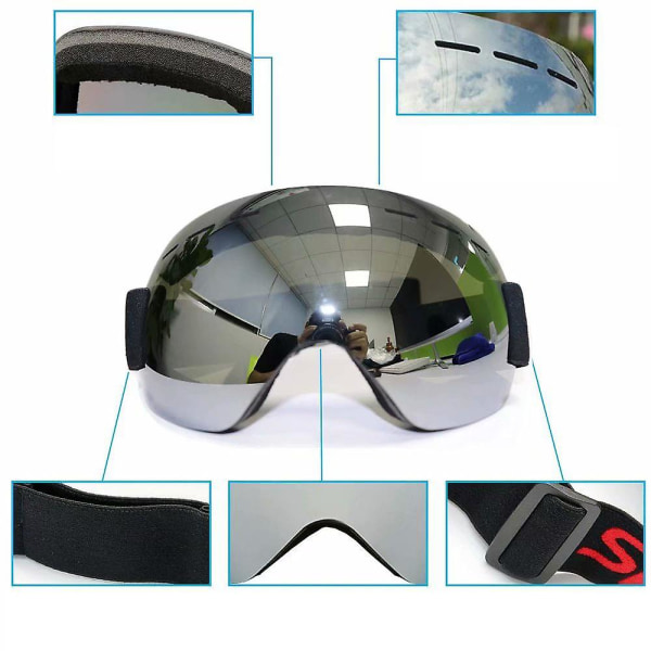 Ski snowboardbriller, to-lags antiduggbriller med rammeløs design