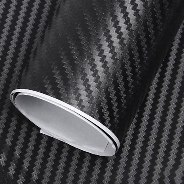 Kulfiber-Wrap Film 3D Forstærket Bil Eksteriør Dekorativt Beskyttende Wrap Rulle-Dekaler Dekal Sort 1,52mx60cm