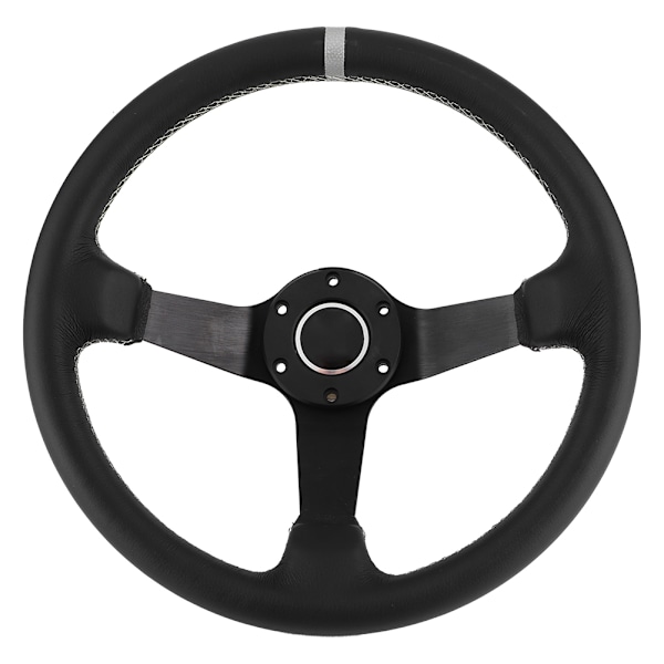 350 mm/14 tum för SPARCO Style 6-bultar Deep Dish Black Leather Racing-ratt med horn