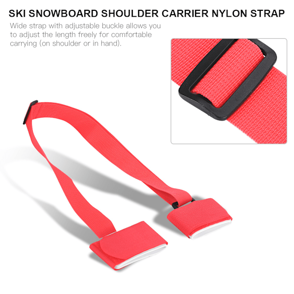 Ski Snowboard Axelholder Nylonreimholder Snowboardtilbehør (rød)