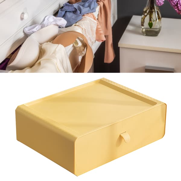 Underwear Storage Box Plastic 15 Grid Compartment Drawer Desktop Accessories for Socks Bras Yellow