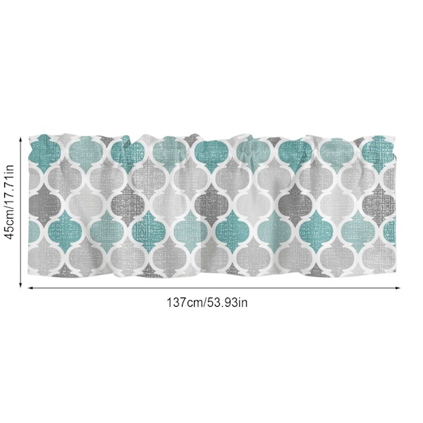 Vindus Topp Gardin Modetrykk Lysblokkerende Valanse Kort Gardin for Hjemmebruk 137x45cm