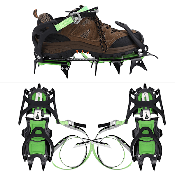 Et par BRS-S1A lysegrønne 14 lange tenner anti-skli ispigger sko grep pigger crampons for fotturer klatring