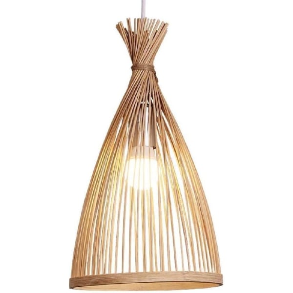 Pendellampa, Bambu Pendellampsskärm Creative Ceiling Light，20x38cm