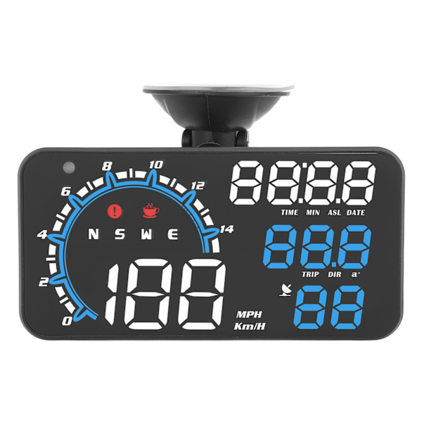 GPS Speedometer Hastighedsalarm Træthedskørselspåmindelse Robust HD Display HUD Display Universal til Bil Blå Hvid