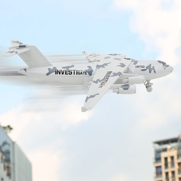 22 mm/8,7 tum legeringsflygplan Diecast modellflygplansimulering med lätt musik för barnleksaker Gåvor Grå