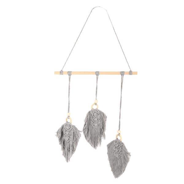 Handvävd Bladgobeläng Boho Stil Bomullsblad Gobeläng Väggbonad Dekoration för Sovrum Sovsal Grå