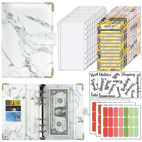 A6 Flipbook Budgetbog Marmoreret notesbog Læder White