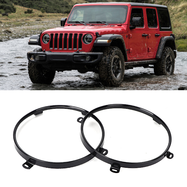 2 stk 7 tommers frontlyskonsollfeste Ringlampeholder Passer til Jeep Wrangler TJ 07-18