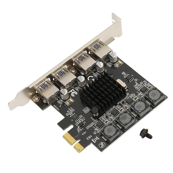 PCIE til USB-utvidelseskort 4 USB 3.0-porter 5 Gbps Høyhastighets selvforsynt USB3.0 Hub-kontroller for Win for Linux