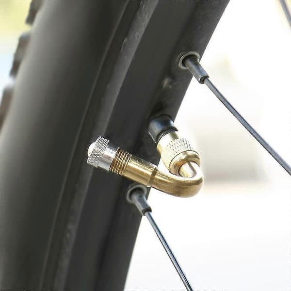 Mässingsluftdäckventil Schrader-förlängning Däckventilförlängare Cykel Bil Motorcykel Ventiladapter Däckslangförlängningsadapter 90 Degree Silver