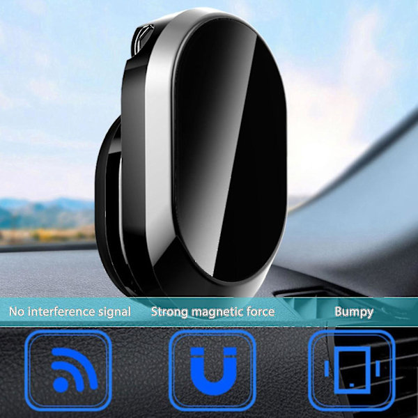 Foldbar Magnetisk Biltelefonholder 360 Rotation Navigation Beslag Sølv