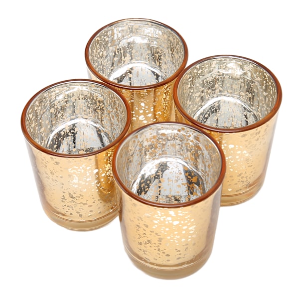 12 stk. Telysholdere, gullfarget, prikkete, retro, tykt glass, telysholdere for fest, bryllup, høytid