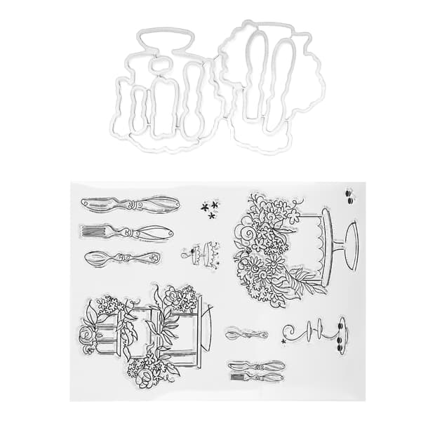 Transparent Stempel TPR Preget Scrapbook Servisemønster Dekorasjon med Knivform