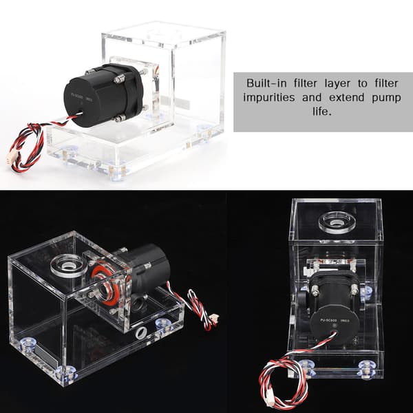 Transparent PC vattenpump med akrylkyltank - 600L/H