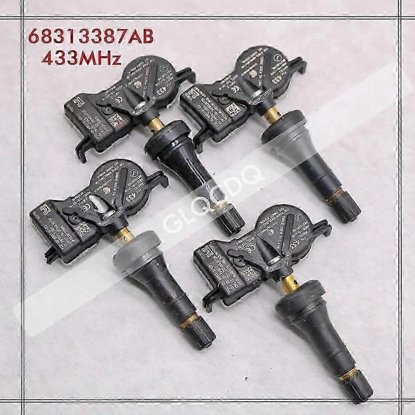 4 STK Kompatibel med 2018-2024 JEEP COMPASS TPMS 433 MHz DÆKTRYKSENSOR TPMS JEEP DÆKLUFTTRYKSENSOR 68313387AB 68313387A szrh as