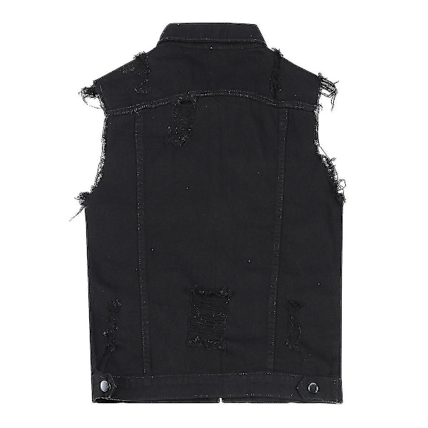 Retro Ripped Denim Väst för Män - 2XL